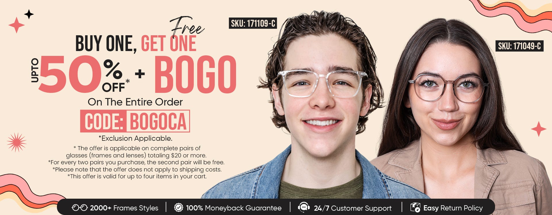 UPTO 50 + BOGO CODE: BOGOCA